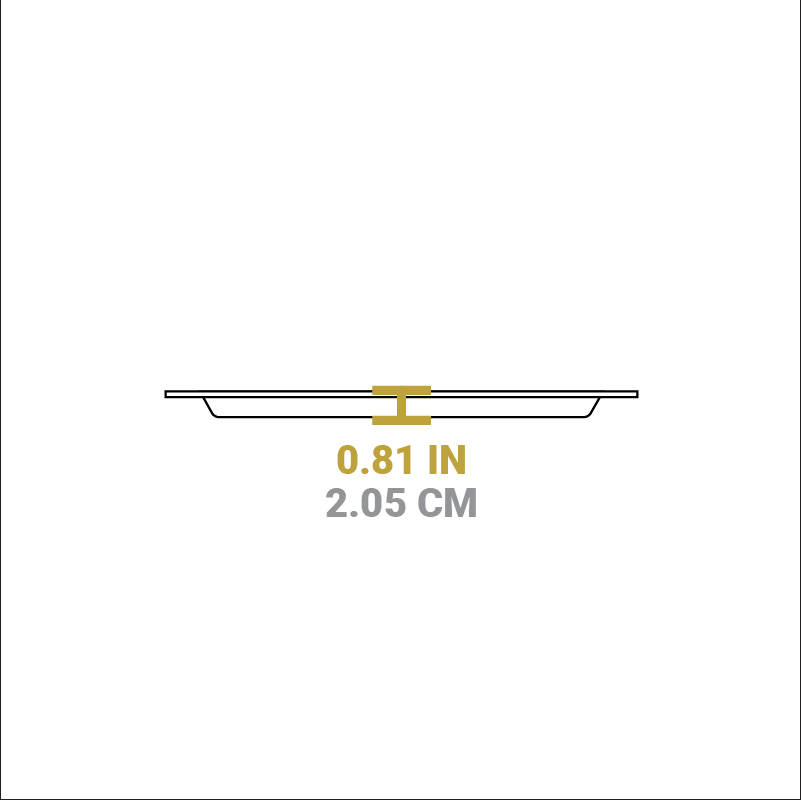 Dimensional drawing of product. Height is 0.81 inches.