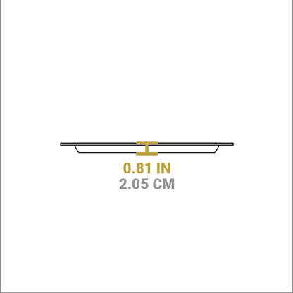 Dimensional drawing of product. Height is 0.81 inches.