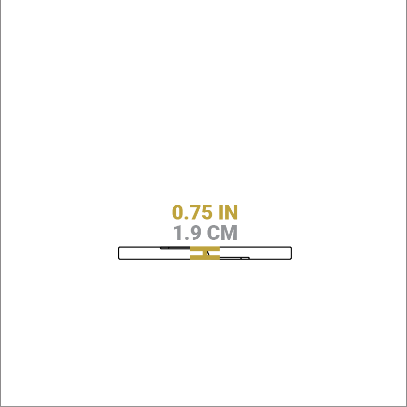 Dimensional drawing of product. Height is 0.75 inches.