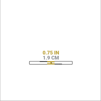 Dimensional drawing of product. Height is 0.75 inches.