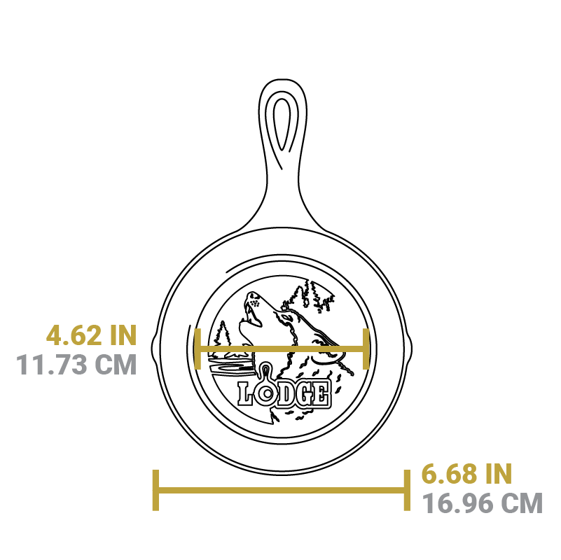Dimensional drawing of product. Width of flat bottom with engraved design is 4.62 inches, total width is 6.68 inches.