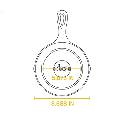 Dimensional drawing product. Flat bottom width is 5.875 inches, total width is 8.688 inches.