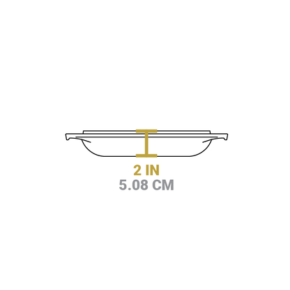 Dimensional drawing of product. The lid/pan portion height is 2 inches.