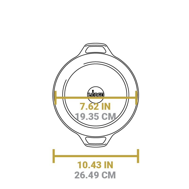 Dimensional drawing of product. Total width is 10.43 inches.