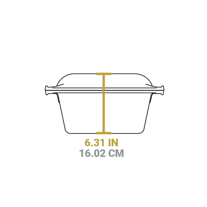 Dimensional drawing of product. Height of both pieces together is 6.31 inches.