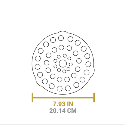 Dimensional drawing of product. Width is 7.93 inches.