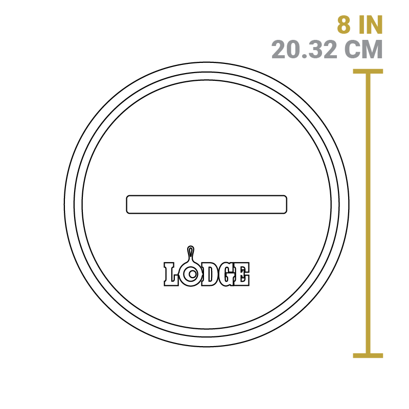 Dimensional drawing of product. Length is 8 inches.