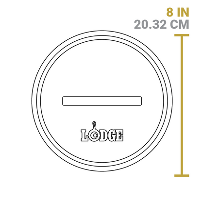 Dimensional drawing of product. Length is 8 inches.