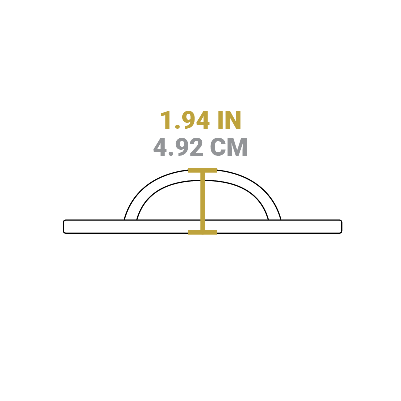 Dimensional drawing of product. Height including handle is 1.94 inches.