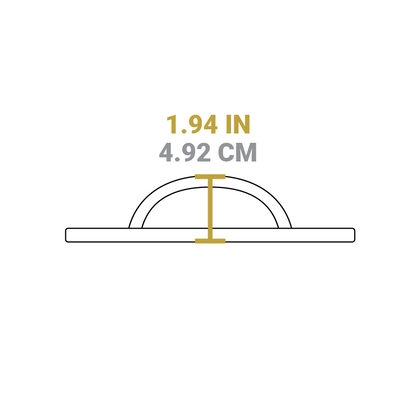 Dimensional drawing of product. Height including handle is 1.94 inches.