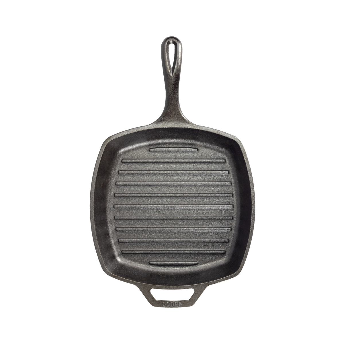 Top view of pan featuring the pan's grill lines on cooking surface.