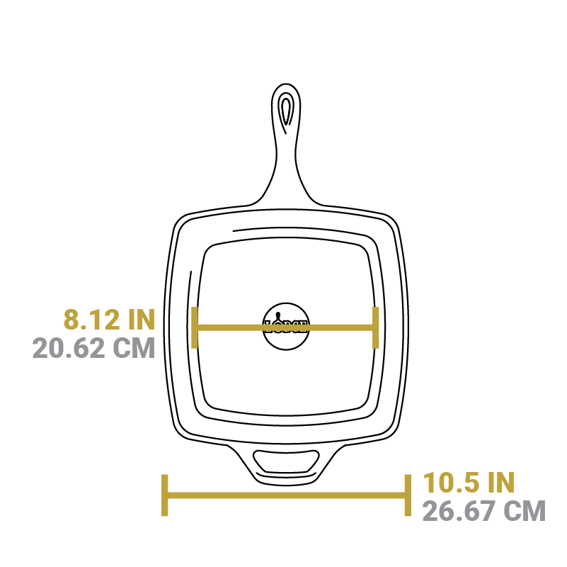 Dimensional drawing of product. Width of flat bottom is 8.12 inches, total width is 10.5 inches.