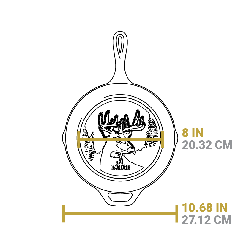 Dimensional drawing of product. Full width is 10.68 inches, width of flat bottom is 8 inches.