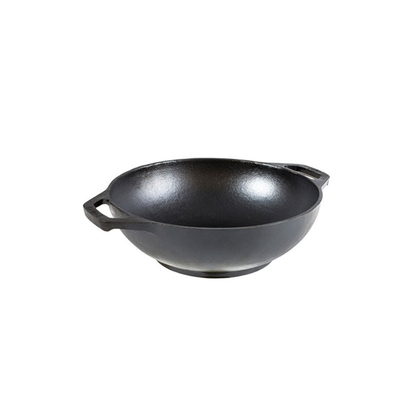 Bowl shaped wok with 2 loop handles.