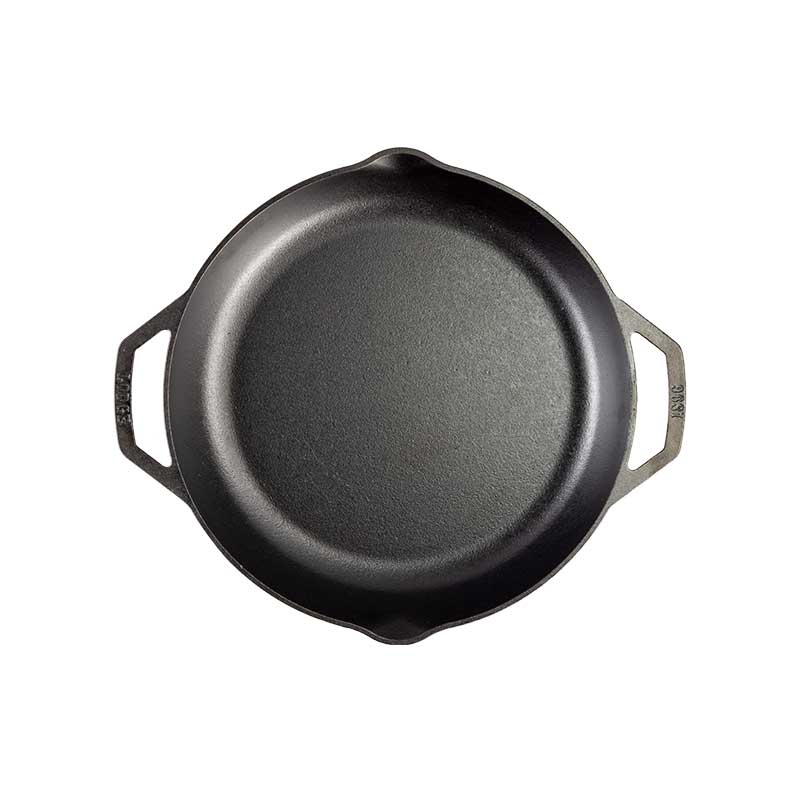 Top view of pan showing circular cooking surface and handle shape.