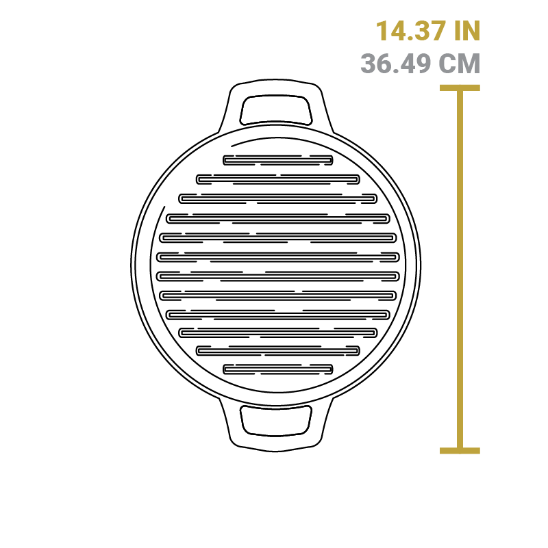 Dimensional drawing of product lid. Total width is 14.37 inches.