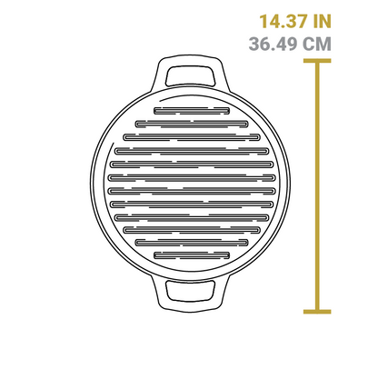 Dimensional drawing of product lid. Total width is 14.37 inches.