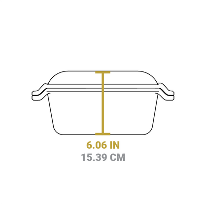 Dimensional drawing of product. Total height with both pieces together is 6.06 inches.