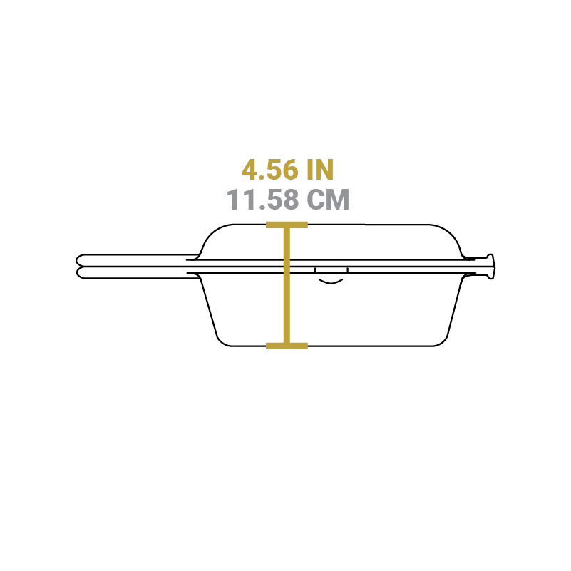 Dimensional drawing of product. Total height of both pieces is 4.56 inches.
