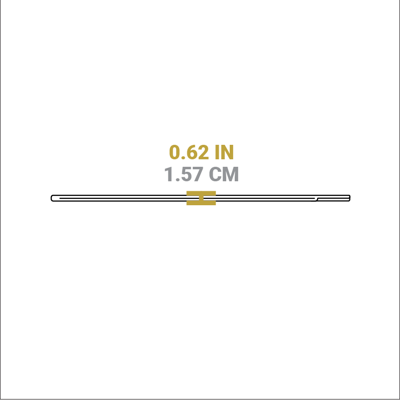 Dimensional drawing of product. Height is 0.62 inches.
