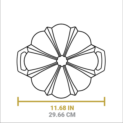 Dimensional drawing of product. Total width including handles is 11.68 inches.