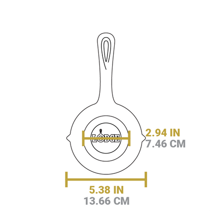 Dimensional drawing of product. Width of flat bottom is 2.94 inches, total width is 5.38 inches.
