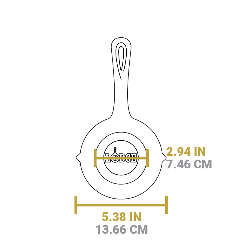 Dimensional drawing of product. Flat bottom is 2.94 inches wide, total width is 5.38 inches.