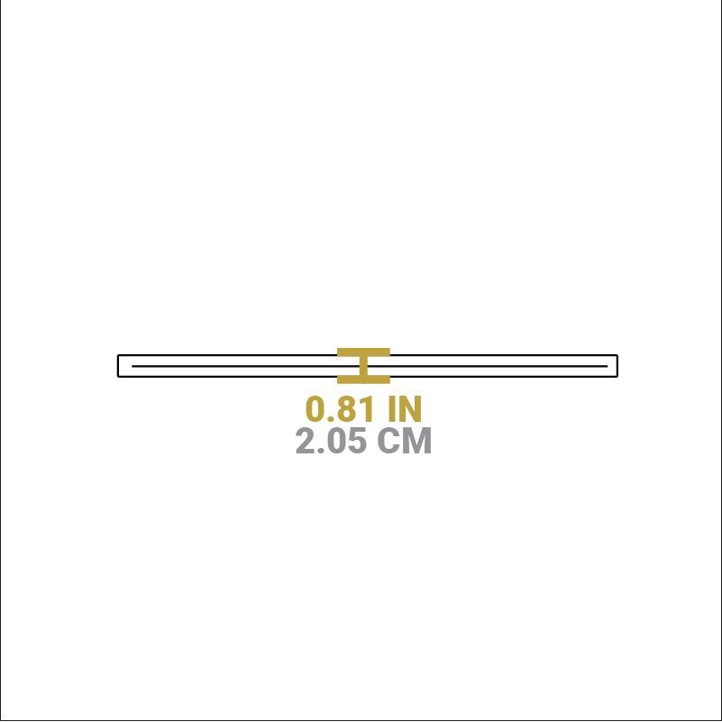 Dimensional drawing of product. Height is 0.81 inches.