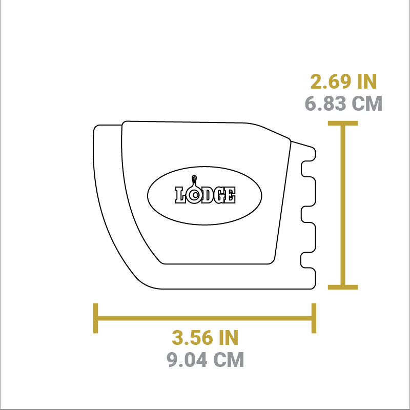 Dimensional drawing of product. Width is 3.56 inches, length of 2.69 inches.