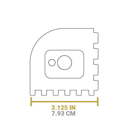 Dimensional drawing of product, width is 3.125 inches.