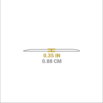 Dimensional drawing of scraper. Height is 0.35 inches.