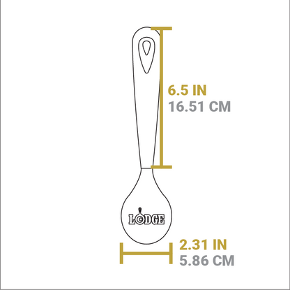 Dimensional drawing of product. Length of wooden handle is 6.5 inches, width brush head is 2.31 inches.
