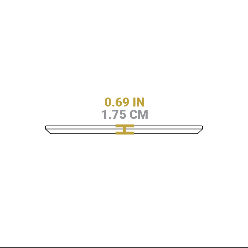 Dimensional drawing of product. Height is 0.69 inches.