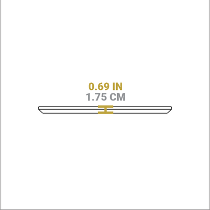 Dimensional drawing of product. Height is 0.69 inches.