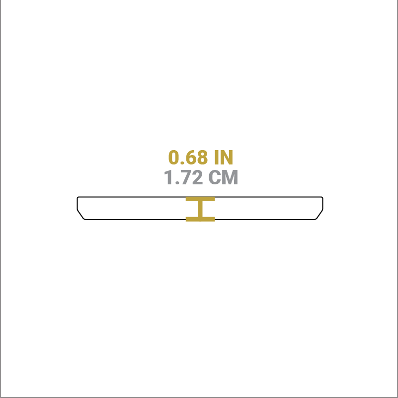 Dimensional drawing of product. Height is 0.68 inches.