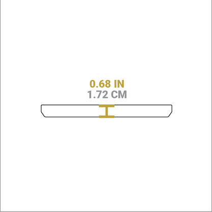 Dimensional drawing of product. Height is 0.68 inches.