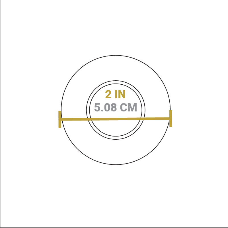 Dimensional drawing of product. Width of bottle is 2 inches.