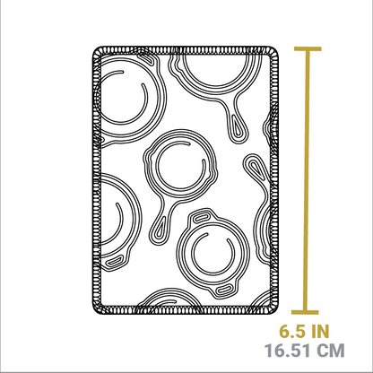 Dimensional drawing of Scrub Cloth. Length is 6.5 inches.