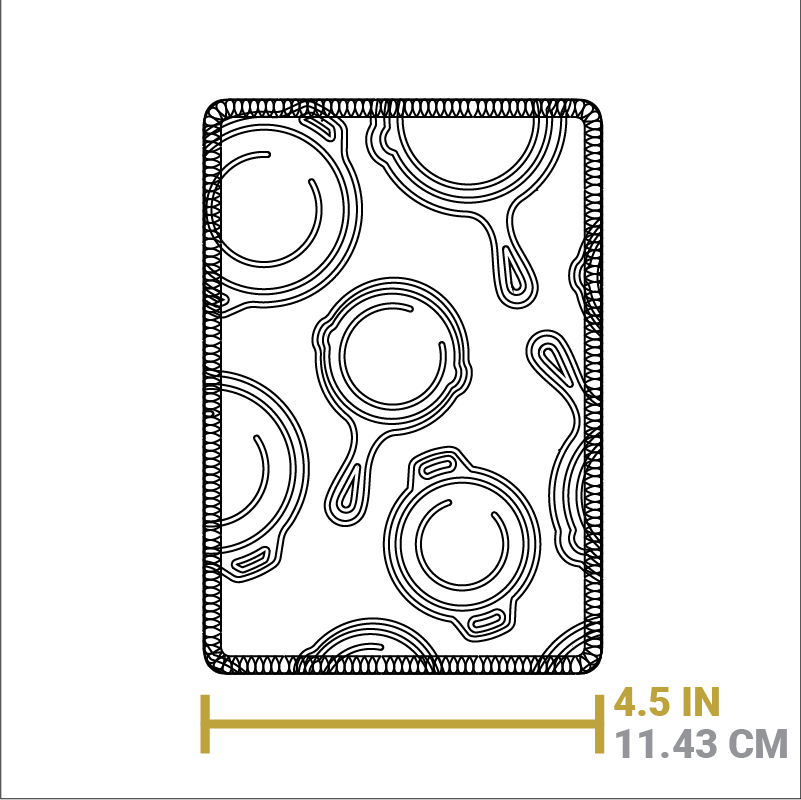 Dimensional drawing of Scrub Cloth. Width is 4.5 inches.