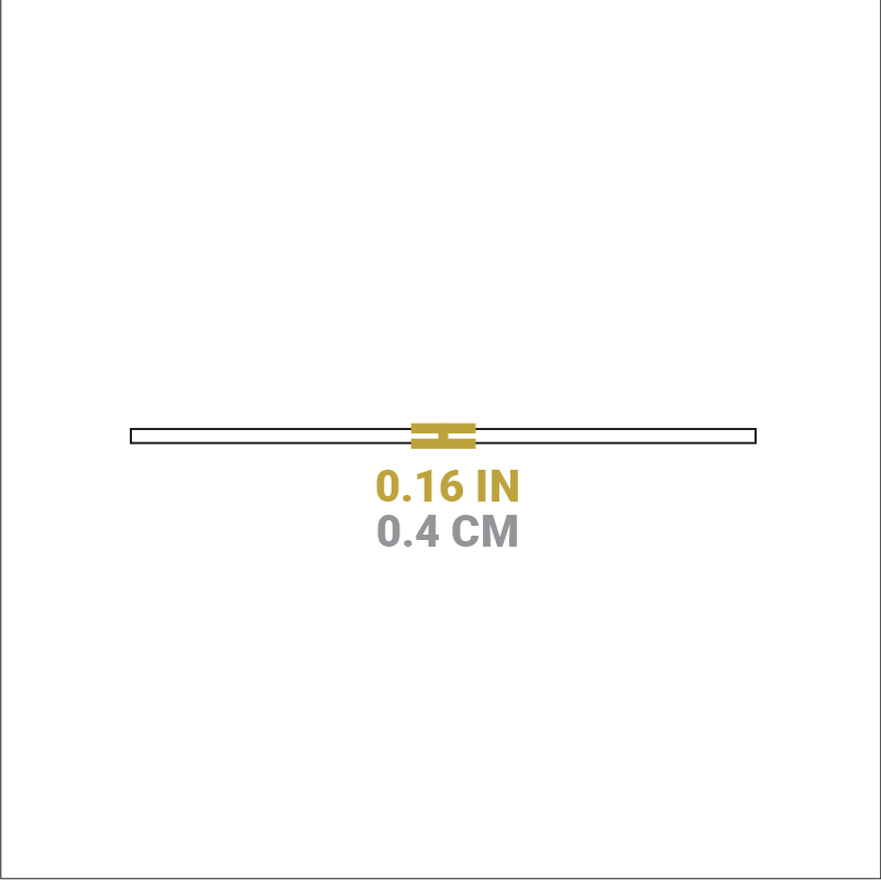Dimensional drawing of product. Height is 0.16 inches.
