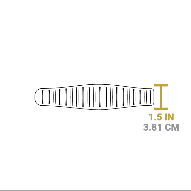 Dimensional drawing of product. Handle opening length is 1.5 inches.