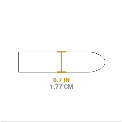 Dimensional drawing of product. Depth is 0.7 inches.