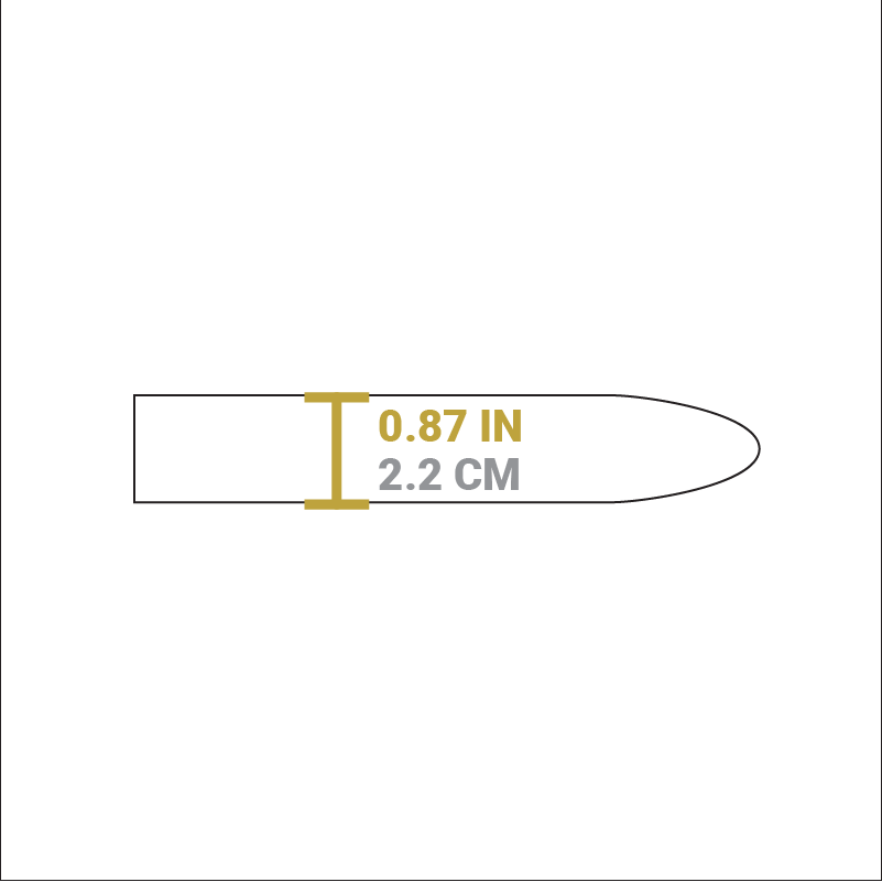 Dimensional drawing of product. Depth is 0.87 inches.
