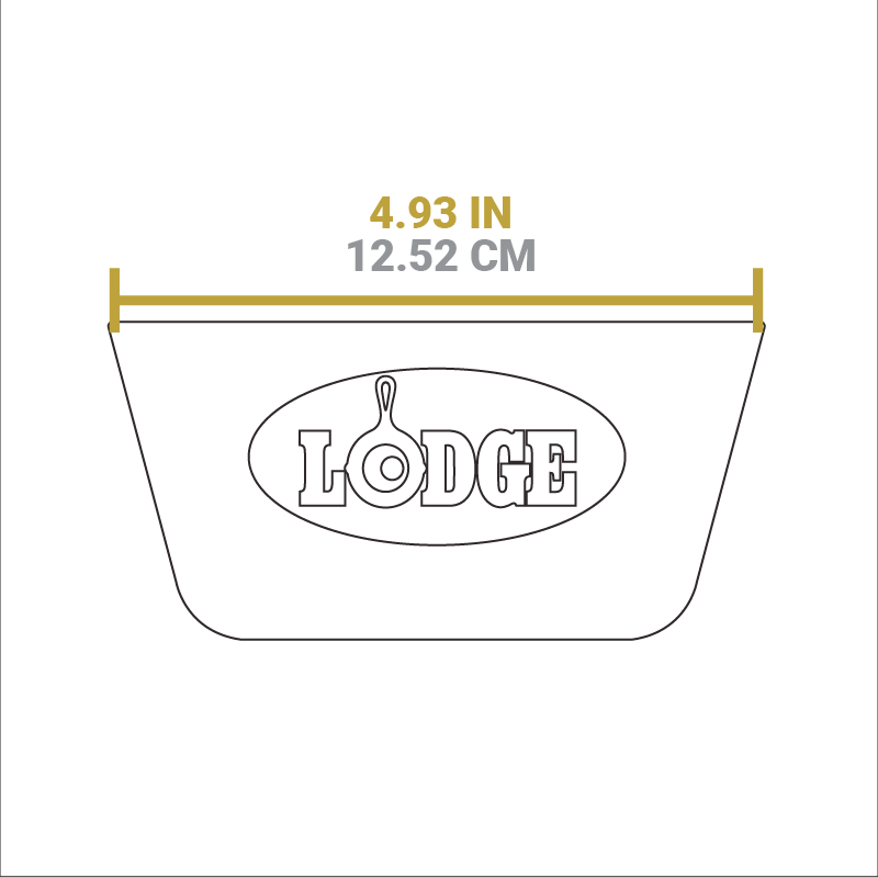Dimensional drawing of product. Width of handle opening is 4.93 inches.
