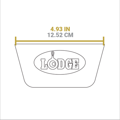 Dimensional drawing of product. Width of handle opening is 4.93 inches.