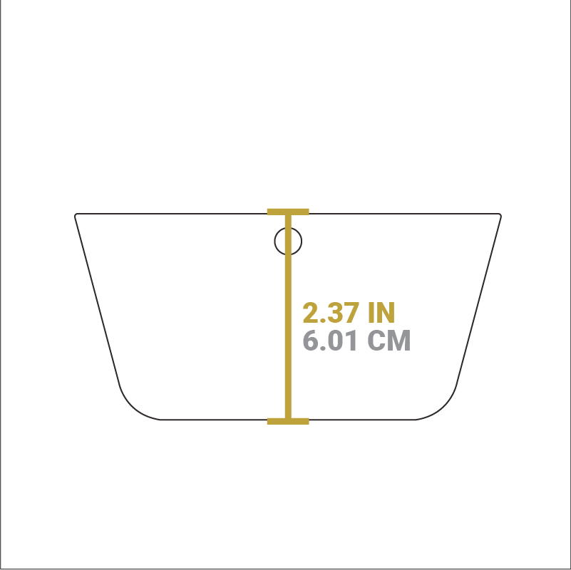 Dimensional drawing of product. Length is 2.37 inches.