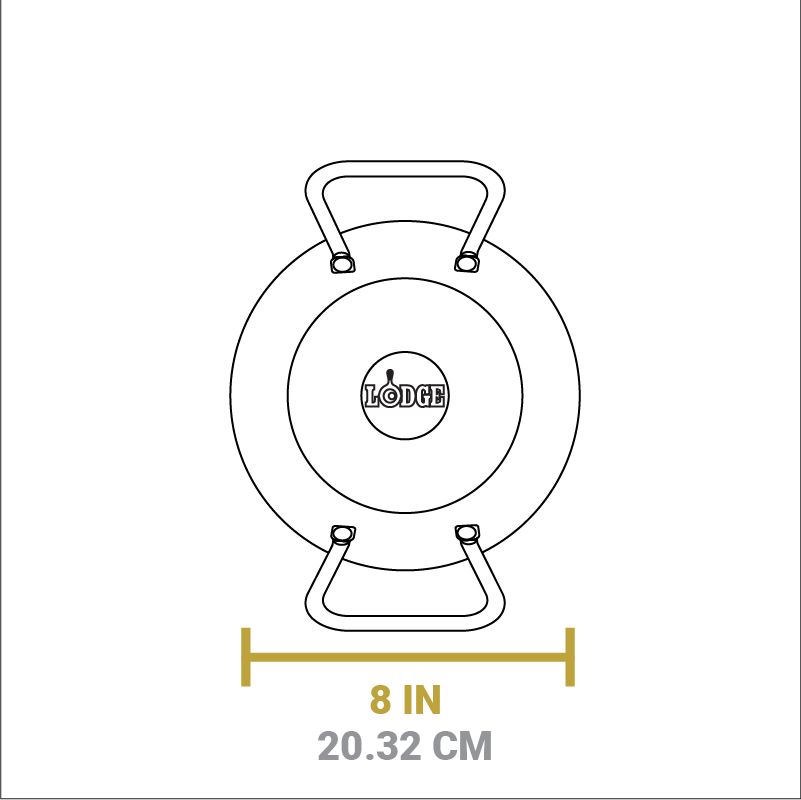 Dimensional drawing of product. Total width is 8 inches.