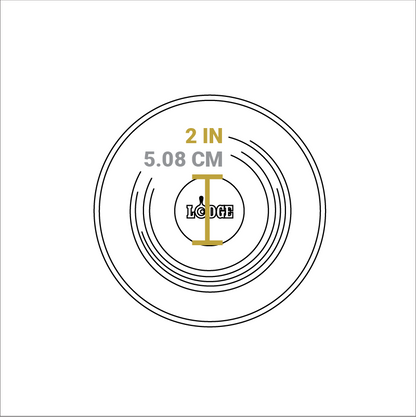 Dimensional drawing of product lid. Diameter of knob is 2 inches.
