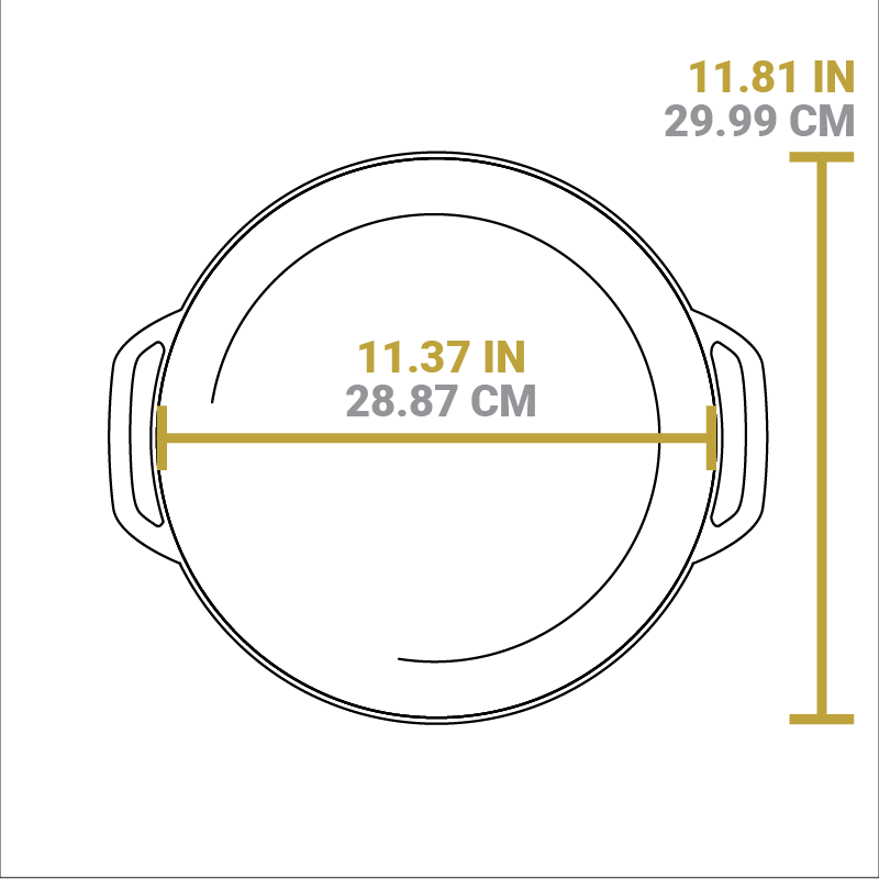 Dimensional drawing of product. Diameter is 11.37 inches, total length is 11.81 inches.