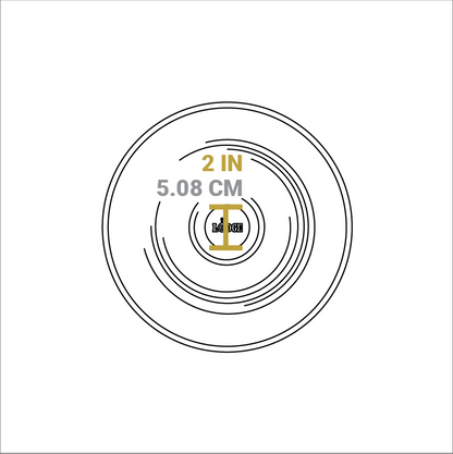 Dimensional drawing of product lid. Knob handle diameter is 2 inches.